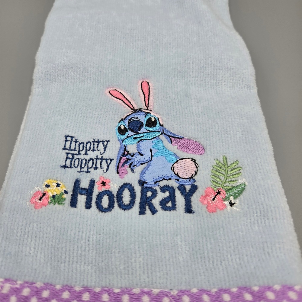 Disney Celebrate Together Stitch Easter Hand Towel Blue Hippity Hoppity Hooray